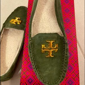 Tory Burch Everly Driver - Nat suede/Shearling 10.5